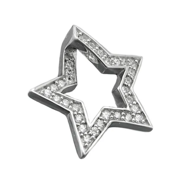 Anhänger 20mm Stern mit Zirkonias rhodiniert Silber 925 Anhänger 20mm Stern mit Zirkonias rhodiniert Silber 925