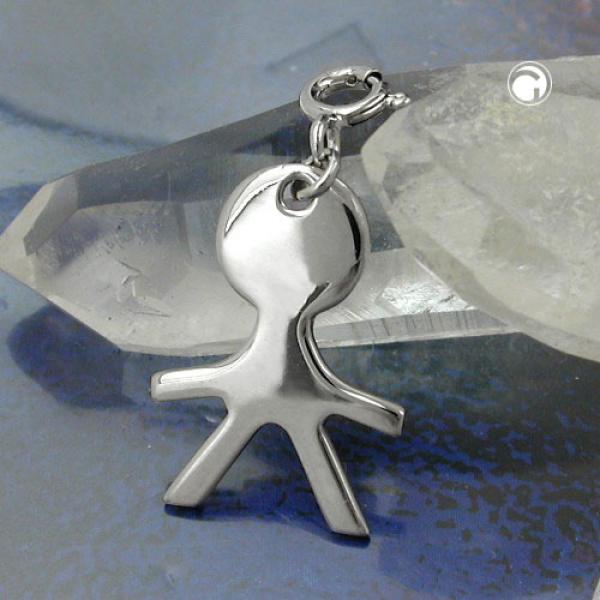 Anhänger 19x13mm Charm Junge glänzend rhodiniert Silber 925 Anhänger 19x13mm Charm Junge glänzend rhodiniert Silber 925