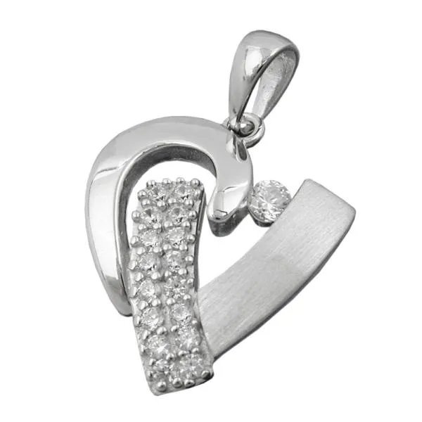 Anhänger 19x17mm Herz mit vielen Zirkonias matt-glänzend rhodiniert Silber 925 Anhänger 19x17mm Herz mit vielen Zirkonias matt-glänzend rhodiniert Silber 925