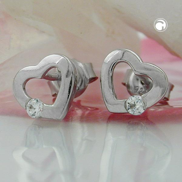 Ohrstecker Ohrring 7x8mm Herz mit Zirkonia glänzend Silber 925 Ohrstecker Ohrring 7x8mm Herz mit Zirkonia glänzend Silber 925