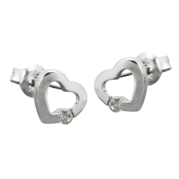 Ohrstecker Ohrring 7x8mm Herz mit Zirkonia glänzend Silber 925 Ohrstecker Ohrring 7x8mm Herz mit Zirkonia glänzend Silber 925