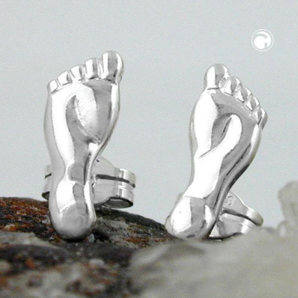 Ohrstecker Ohrring 12x45mm Füße glänzend Silber 925 Ohrstecker Ohrring 12x45mm Füße glänzend Silber 925