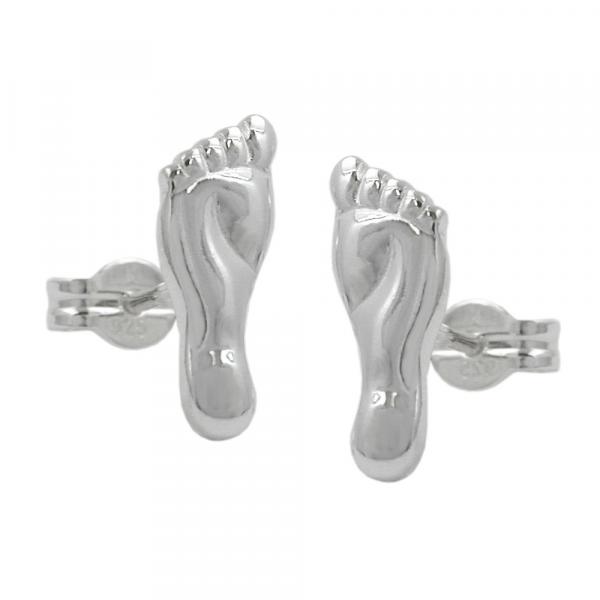 Ohrstecker Ohrring 12x45mm Füße glänzend Silber 925 Ohrstecker Ohrring 12x45mm Füße glänzend Silber 925