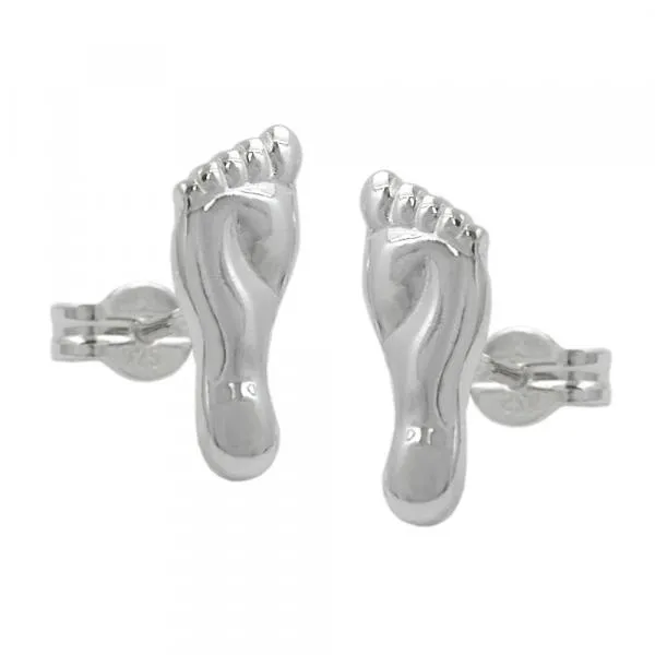 Ohrstecker Ohrring 12x45mm Füße glänzend Silber 925 Ohrstecker Ohrring 12x45mm Füße glänzend Silber 925