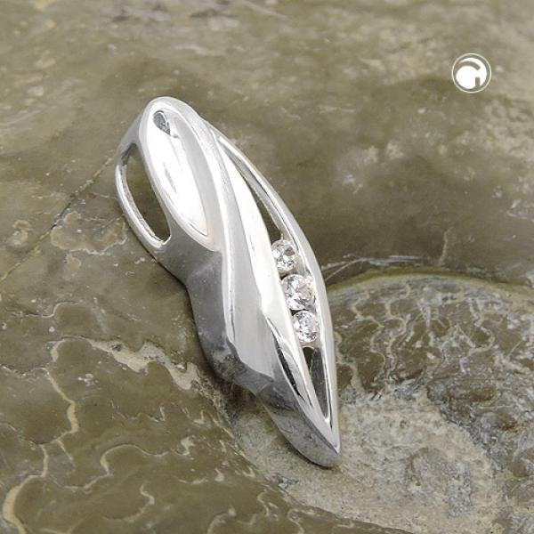Anhänger 20x6mm Zirkonia matt-glänzend Silber 925 Anhänger 20x6mm Zirkonia matt-glänzend Silber 925