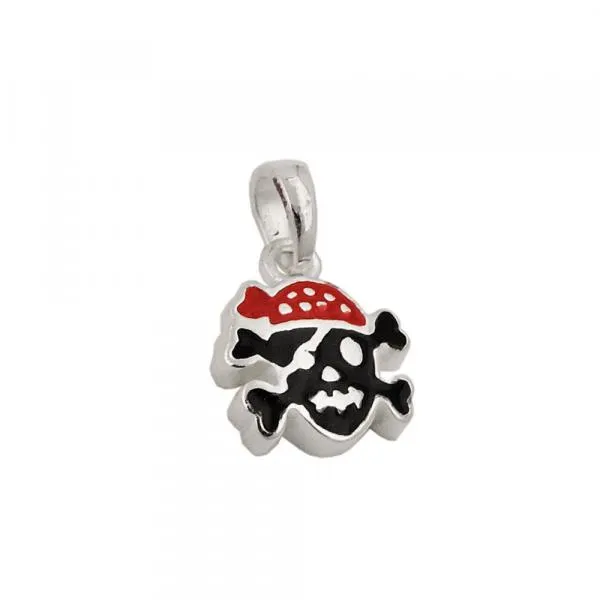 Anhänger 8x9mm Totenkopf rot-schwarz lackiert Silber 925 Anhänger 8x9mm Totenkopf rot-schwarz lackiert Silber 925