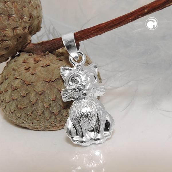Anhänger 15x9mm Katze glänzend Silber 925 Anhänger 15x9mm Katze glänzend Silber 925