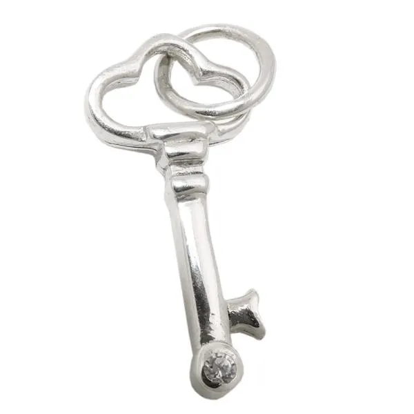 Anhänger 21x10mm Schlüssel mit Zirkonia glänzend Silber 925 Anhänger 21x10mm Schlüssel mit Zirkonia glänzend Silber 925