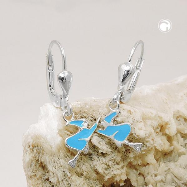 Ohrbrisur Ohrhänger Ohrringe 7x12mm Hexe hellblau-emailliert Silber 925 Ohrbrisur Ohrhänger Ohrringe 7x12mm Hexe hellblau-emailliert Silber 925