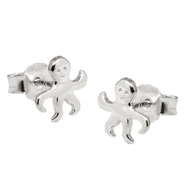 Ohrstecker Ohrring 8x9mm Krake glänzend rhodiniert Silber 925 Ohrstecker Ohrring 8x9mm Krake glänzend rhodiniert Silber 925