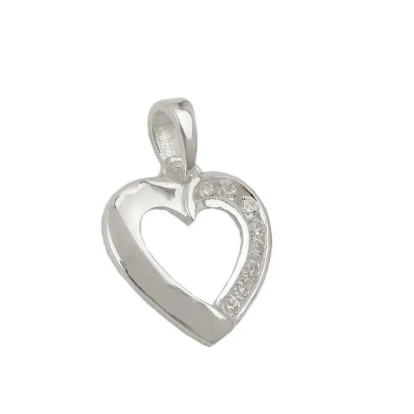 Anhänger 14x14mm Herz mit Zirkonias glänzend Silber 925 Anhänger 14x14mm Herz mit Zirkonias glänzend Silber 925