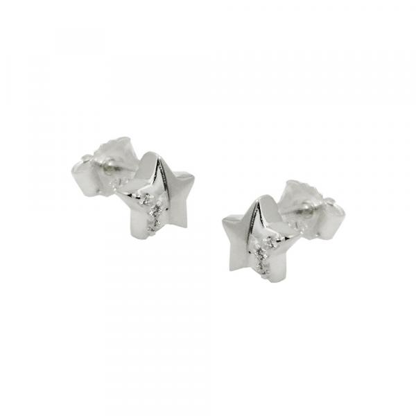 Ohrstecker Ohrring 6mm Stern mit Zirkonia teilmatt Silber 925 Ohrstecker Ohrring 6mm Stern mit Zirkonia teilmatt Silber 925