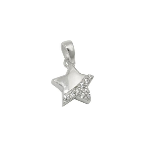 Anhänger 9mm Stern mit Zirkonia glänzend Silber 925 Anhänger 9mm Stern mit Zirkonia glänzend Silber 925