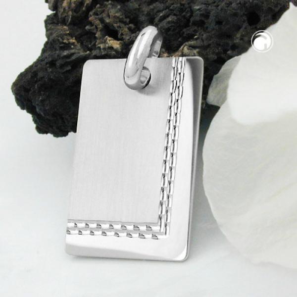 Anhänger, Gravurplatte matt glänzend diamantiert, Silber 925 Anhänger, Gravurplatte matt glänzend diamantiert, Silber 925