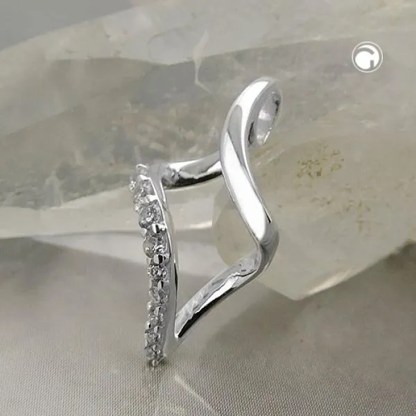 Anhänger 20x10mm Rhombus mit Zirkonias Silber 925 Anhänger 20x10mm Rhombus mit Zirkonias Silber 925