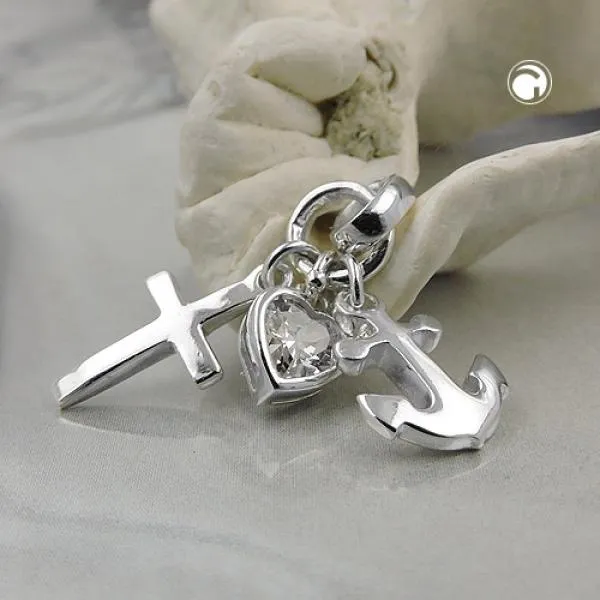 Anhänger ca. 23mm Glaube-Liebe-Hoffnung mit Zirkonia Silber 925 Anhänger ca. 23mm Glaube-Liebe-Hoffnung mit Zirkonia Silber 925