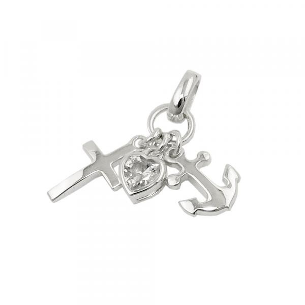 Anhänger ca. 23mm Glaube-Liebe-Hoffnung mit Zirkonia Silber 925 Anhänger ca. 23mm Glaube-Liebe-Hoffnung mit Zirkonia Silber 925