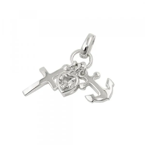 Anhänger ca. 23mm Glaube-Liebe-Hoffnung mit Zirkonia Silber 925 Anhänger ca. 23mm Glaube-Liebe-Hoffnung mit Zirkonia Silber 925