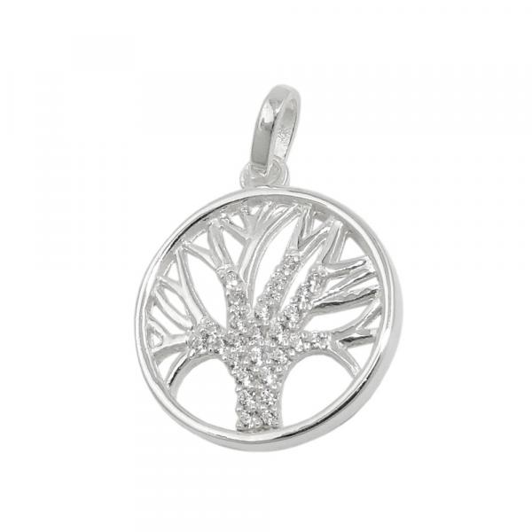 Anhänger 15mm Baum des Lebens mit Zirkonias Silber 925 Anhänger 15mm Baum des Lebens mit Zirkonias Silber 925