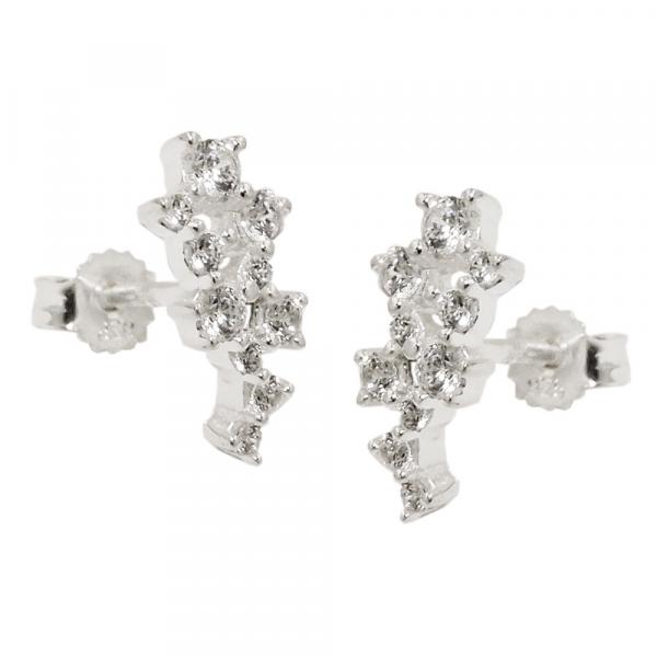 Ohrstecker Ohrring 13x6mm Blume mit Zirkonias Silber 925 Ohrstecker Ohrring 13x6mm Blume mit Zirkonias Silber 925