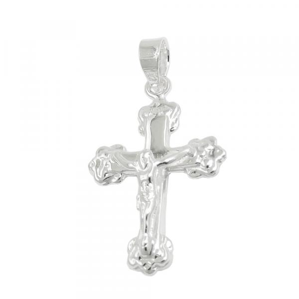 Anhänger 20x15mm Kreuz mit Jesus glänzend Silber 925