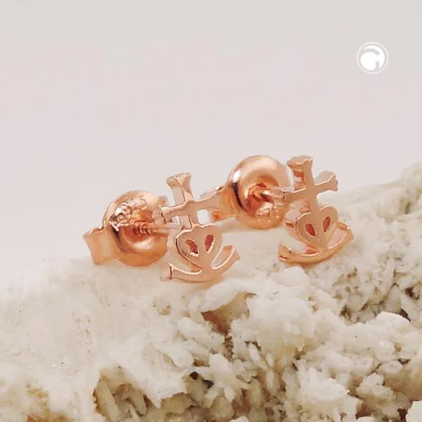 Ohrstecker Ohrring 7x5mm Glaube-Liebe-Hoffnung rotvergoldet glänzend Silber 925 Ohrstecker Ohrring 7x5mm Glaube-Liebe-Hoffnung rotvergoldet glänzend Silber 925