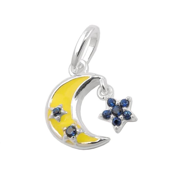Anhänger 11x11mm Mond mit Stern Zirkonia Silber 925 Anhänger 11x11mm Mond mit Stern Zirkonia Silber 925
