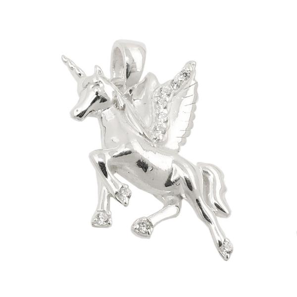 Anhänger 18x15mm Pferd mit einem Horn und Flügeln Zirkonia Silber 925 Anhänger 18x15mm Pferd mit einem Horn und Flügeln Zirkonia Silber 925
