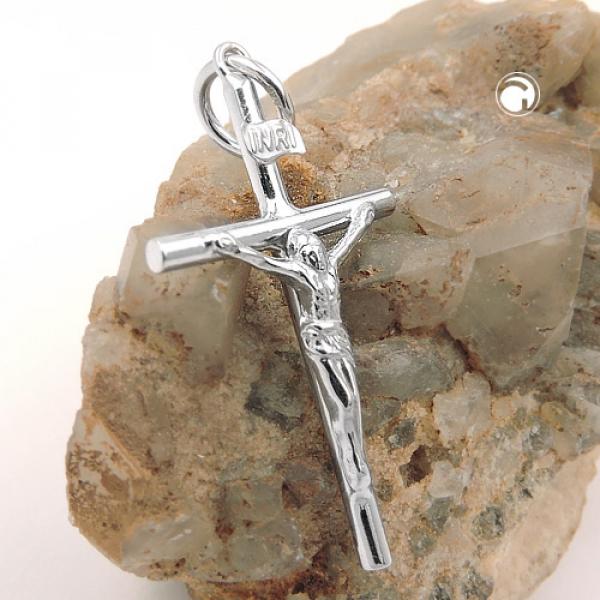 Anhänger 32x18mm Kreuz mit Jesus glänzend Silber 925