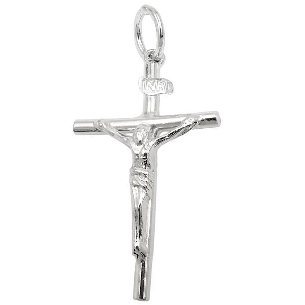 Anhänger 32x18mm Kreuz mit Jesus glänzend Silber 925 Anhänger 32x18mm Kreuz mit Jesus glänzend Silber 925