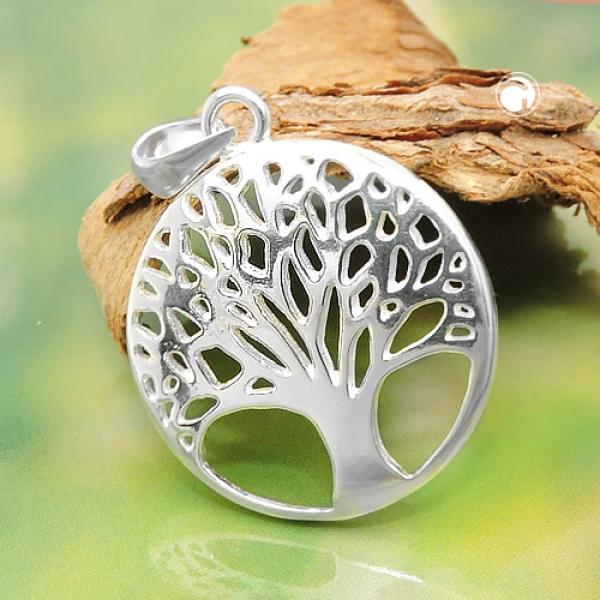 Anhänger 20mm Lebensbaum glänzend Silber 925 Anhänger 20mm Lebensbaum glänzend Silber 925