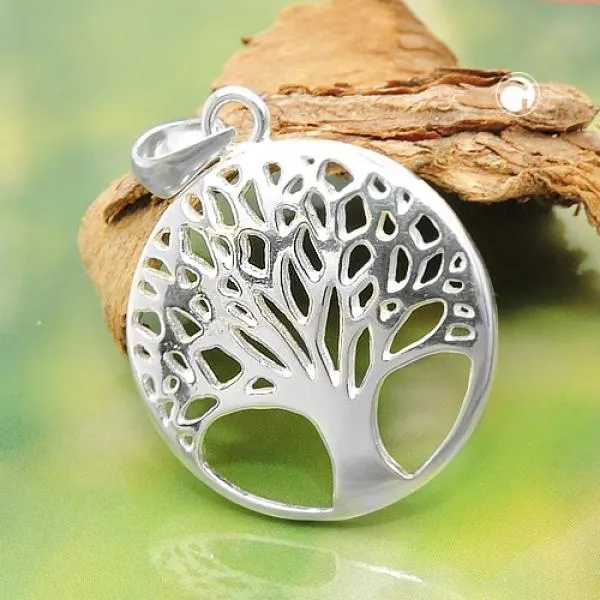 Anhänger 20mm Lebensbaum glänzend Silber 925 Anhänger 20mm Lebensbaum glänzend Silber 925