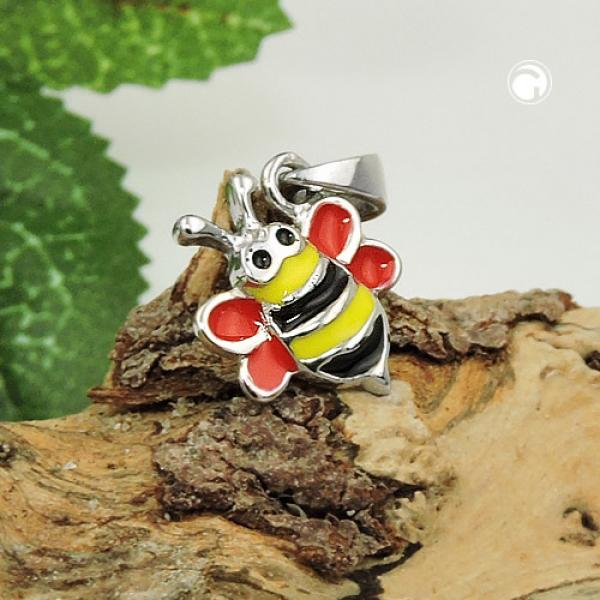 Anhänger 10x10mm Biene rot-gelb-schwarz-emailliert Silber 925 Anhänger 10x10mm Biene rot-gelb-schwarz-emailliert Silber 925