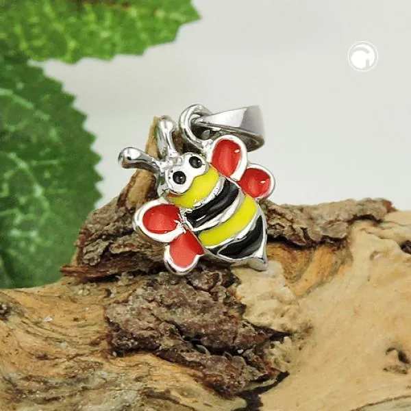 Anhänger 10x10mm Biene rot-gelb-schwarz-emailliert Silber 925 Anhänger 10x10mm Biene rot-gelb-schwarz-emailliert Silber 925