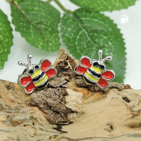 Ohrstecker Ohrring 8x8mm Bienen rot-gelb-schwarz-emailliert Silber 925 Ohrstecker Ohrring 8x8mm Bienen rot-gelb-schwarz-emailliert Silber 925