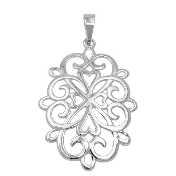Anhänger 27x19mm filigrane Blume glänzend rhodiniert Silber 925 Anhänger 27x19mm filigrane Blume glänzend rhodiniert Silber 925