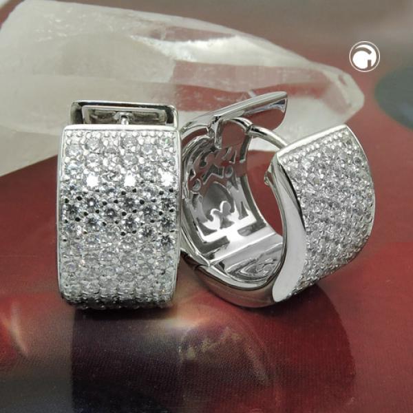 Creole 17x10mm Klappscharnier viele Zirkonias glänzend rhodiniert Silber 925 Creole 17x10mm Klappscharnier viele Zirkonias glänzend rhodiniert Silber 925
