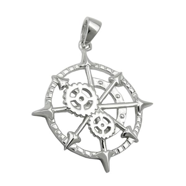 Anhänger 22mm nautisches Messgerät Silber glänzend rhodiniert 925 Anhänger 22mm nautisches Messgerät Silber glänzend rhodiniert 925