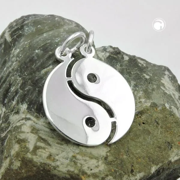 Anhänger 18mm Doppel Yin-Yang glänzend Silber 925 Anhänger 18mm Doppel Yin-Yang glänzend Silber 925