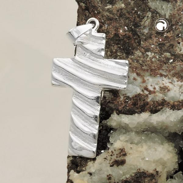 Anhänger 24x16mm Kreuz Wellenmuster matt-glänzend Silber 925 Anhänger 24x16mm Kreuz Wellenmuster matt-glänzend Silber 925