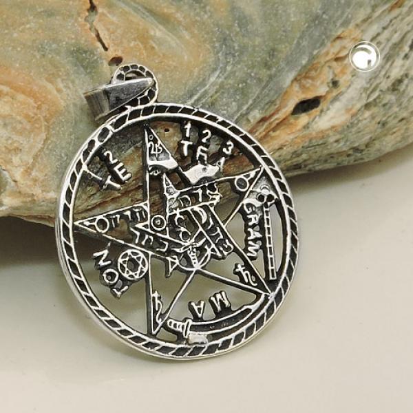Anhänger 21mm Pentagramm Amulett geschwärzt Silber 925 Anhänger 21mm Pentagramm Amulett geschwärzt Silber 925