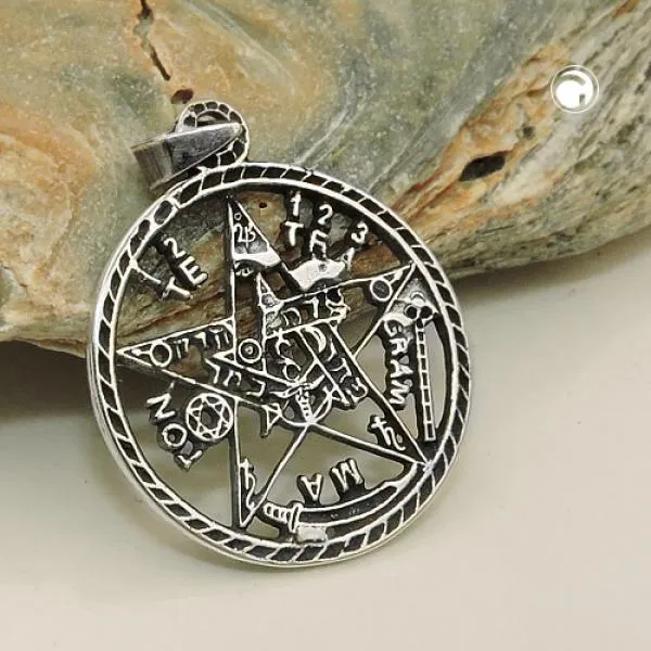 Anhänger 21mm Pentagramm Amulett geschwärzt Silber 925 Anhänger 21mm Pentagramm Amulett geschwärzt Silber 925