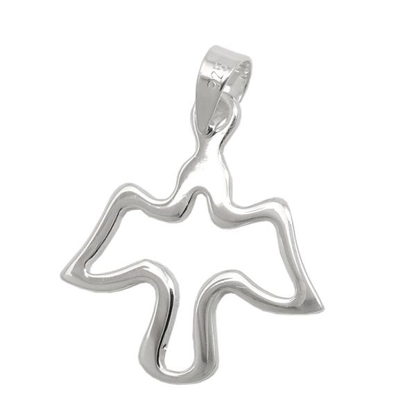 Anhänger 19x18mm stilisierte Taube glänzend Silber 925 Anhänger 19x18mm stilisierte Taube glänzend Silber 925