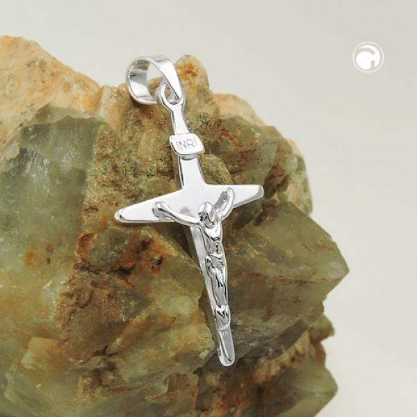 Anhänger 25x17mm Kreuz mit Jesus glänzend Silber 925 Anhänger 25x17mm Kreuz mit Jesus glänzend Silber 925
