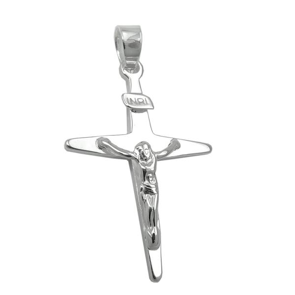 Anhänger 25x17mm Kreuz mit Jesus glänzend Silber 925 Anhänger 25x17mm Kreuz mit Jesus glänzend Silber 925
