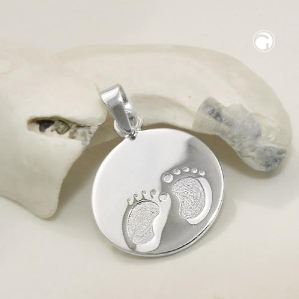 Anhänger 13mm kleine Füße glänzend Silber 925 Anhänger 13mm kleine Füße glänzend Silber 925