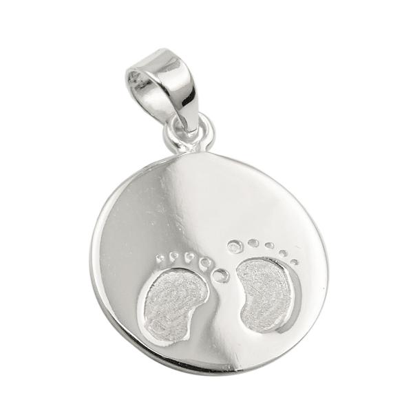 Anhänger 13mm kleine Füße glänzend Silber 925 Anhänger 13mm kleine Füße glänzend Silber 925
