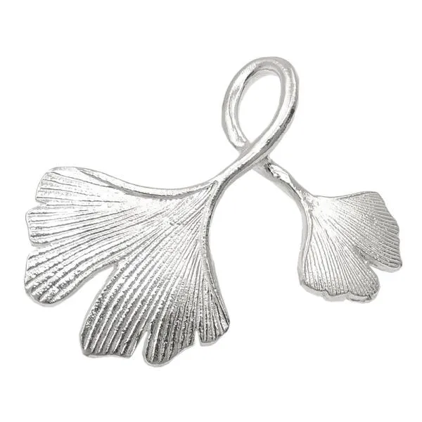 Anhänger 18x27mm Ginkgo-Blatt doppelt Silber 925 Anhänger 18x27mm Ginkgo-Blatt doppelt Silber 925
