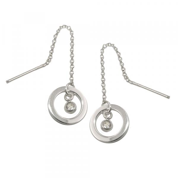 Durchzieher Ohrring Ohrhänger 65x11mm Ring mit Zirkonia Silber 925 Durchzieher Ohrring Ohrhänger 65x11mm Ring mit Zirkonia Silber 925