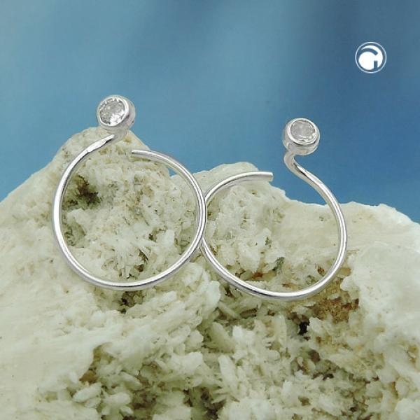 Ohrstecker Ohrring 15mm Ohrspirale mit Zirkonia Silber 925 Ohrstecker Ohrring 15mm Ohrspirale mit Zirkonia Silber 925